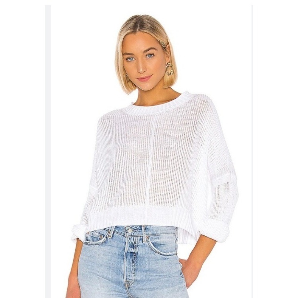Vince Womens White Cotton Ribbed Mock Neck Cropped Sweater V577578180 XS